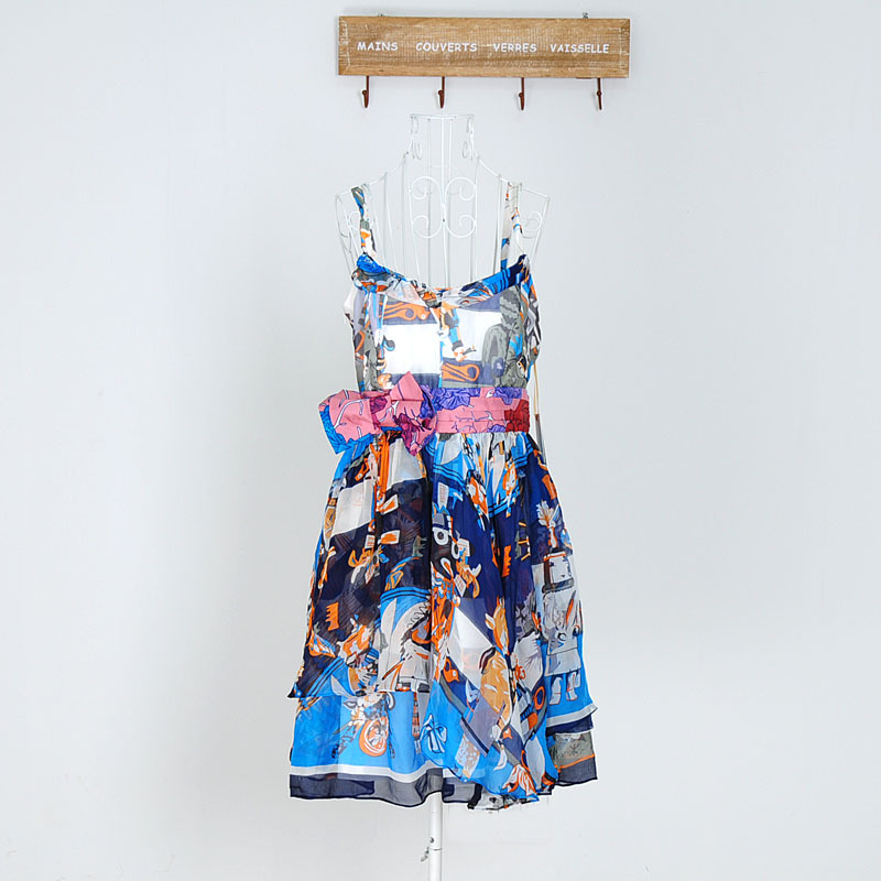 代购意大利bouselia 新款夏装真丝吊带连衣裙 