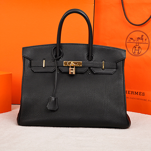 香港专柜代购 Hermes包包 女包 Birkin 35经典黑色金扣 TOGO皮 - 淘香港