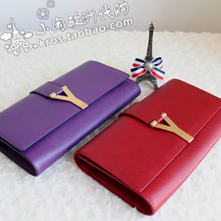 YSL圣罗兰 大号Y扣女手包265701紫色\/大红 杨幂同款