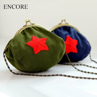 2014创意复古五角星民国风帆布荷包手拿包包