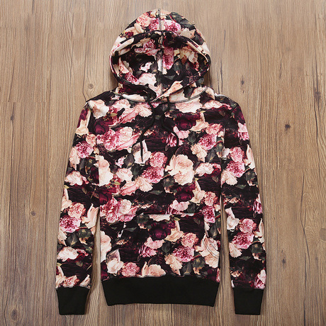 香港专柜代购 supreme 花卉外套卫衣套头连帽