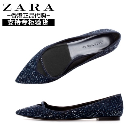ZARA女鞋 专柜正品代购 2014新款 烫钻水钻 尖