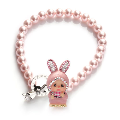 正品蒙奇奇施华洛世奇大粉水晶珍珠短项链女蝴