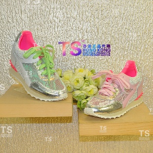 超特 欧洲站 2014夏款 真皮粉银拼色蕾丝铆丁内