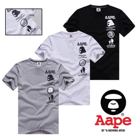 香港IT正品代购AAPE潮牌夏装猿人头军人烫银