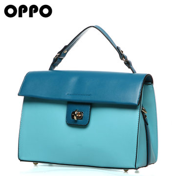 香港OPPO品牌包包欧美时尚撞色箱型手提斜挎