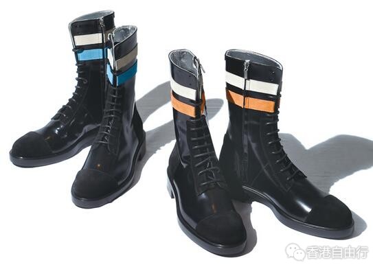 香港时尚：RAF SIMONS黑色高筒皮鞋STRIPES BOOTS（附价格地址）